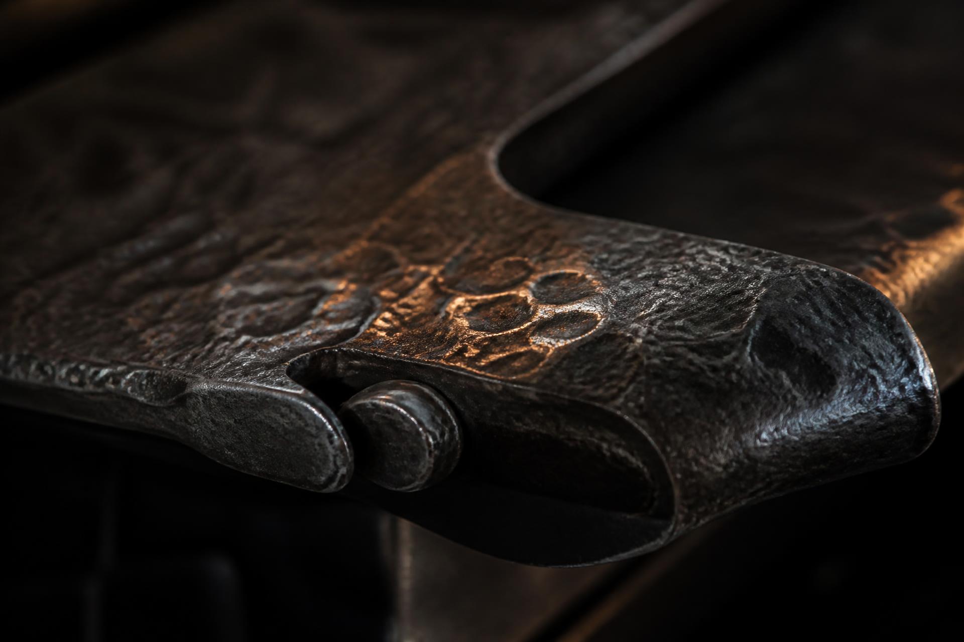 Hand-forged iron catching warm bronze light — a symbol of strength and permanence